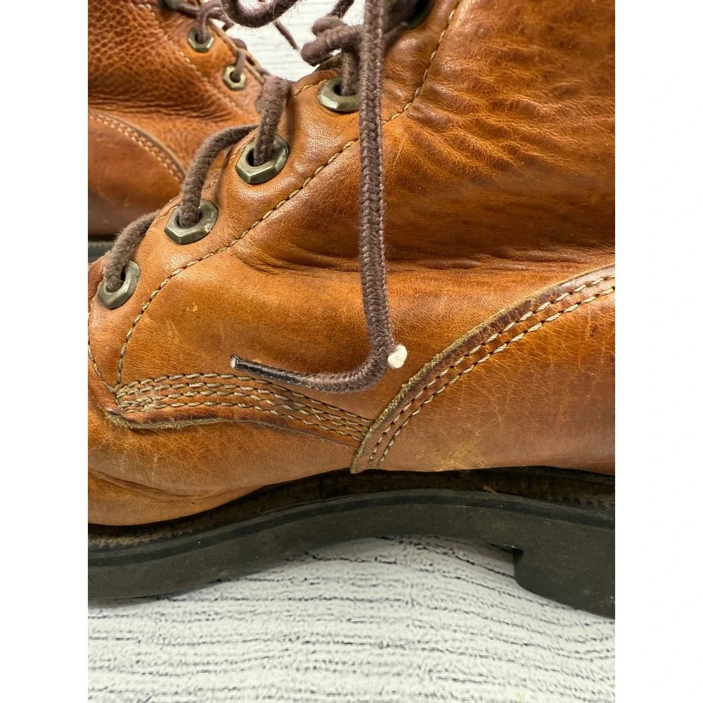 Justin Workboots Mens Brown Leather Lace‎ Up Oil Resistant Made in USA
